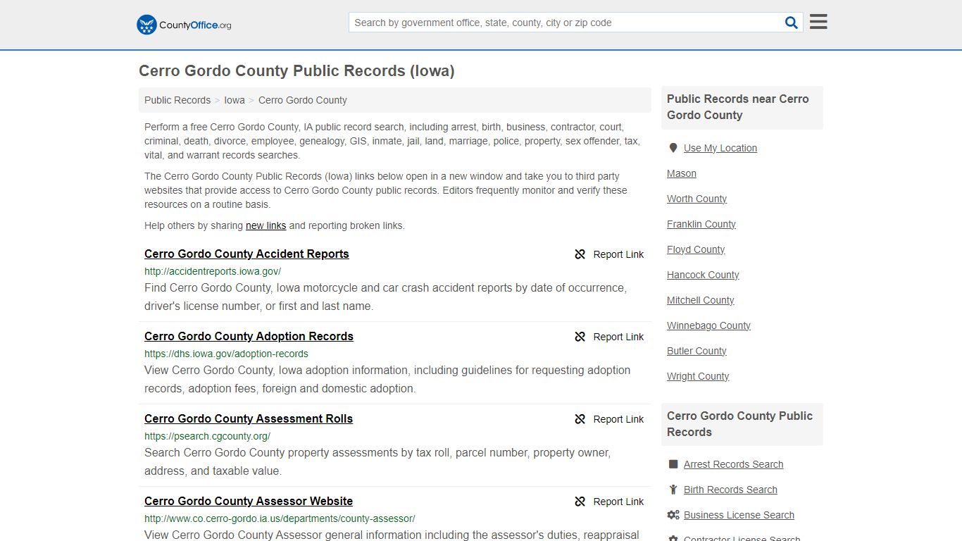 Cerro Gordo County Public Records (Iowa) - County Office