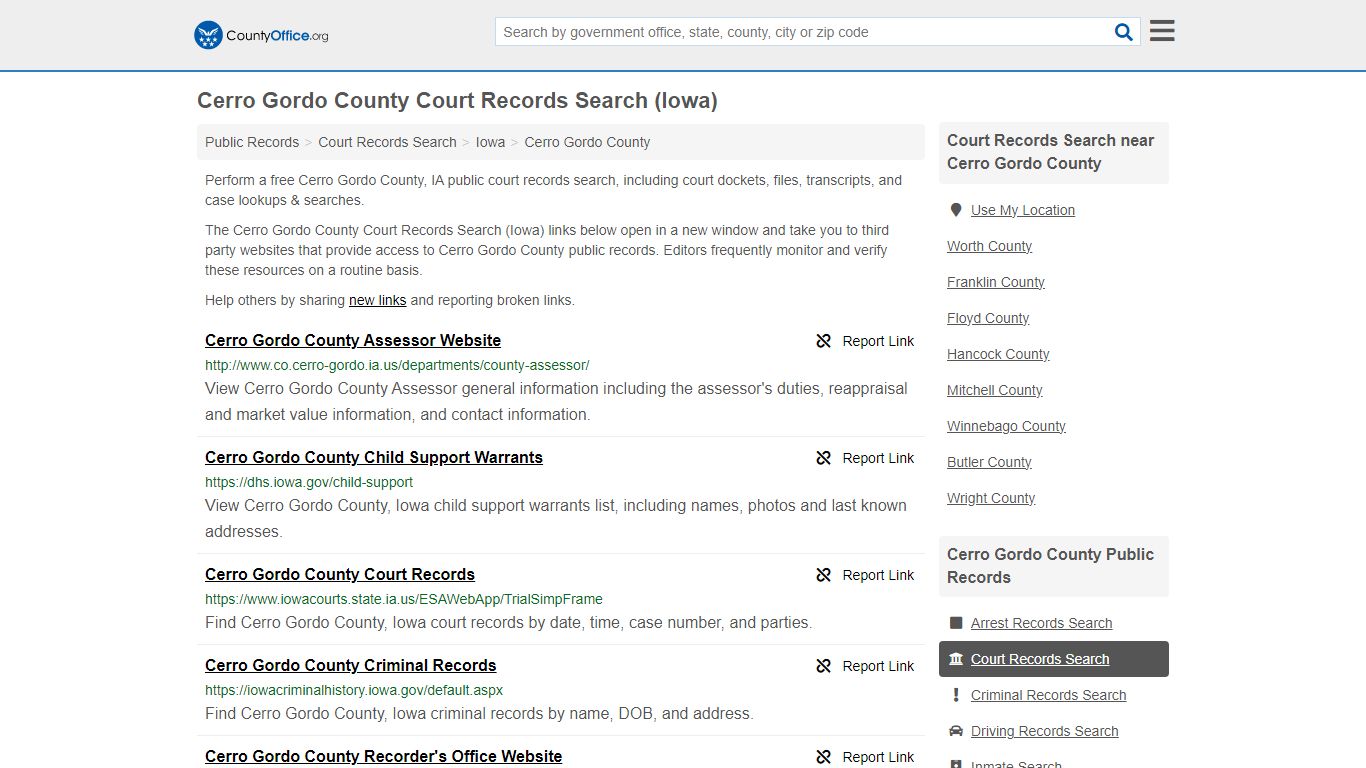 Cerro Gordo County Court Records Search (Iowa) - County Office