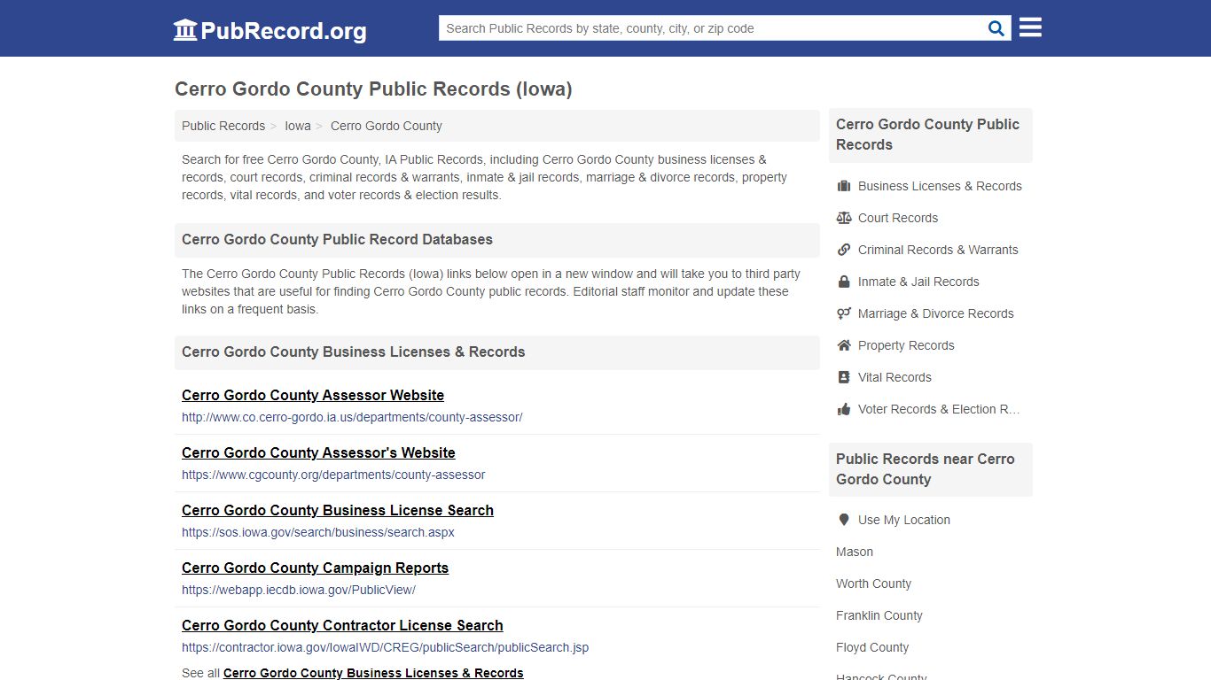 Free Cerro Gordo County Public Records (Iowa Public Records)