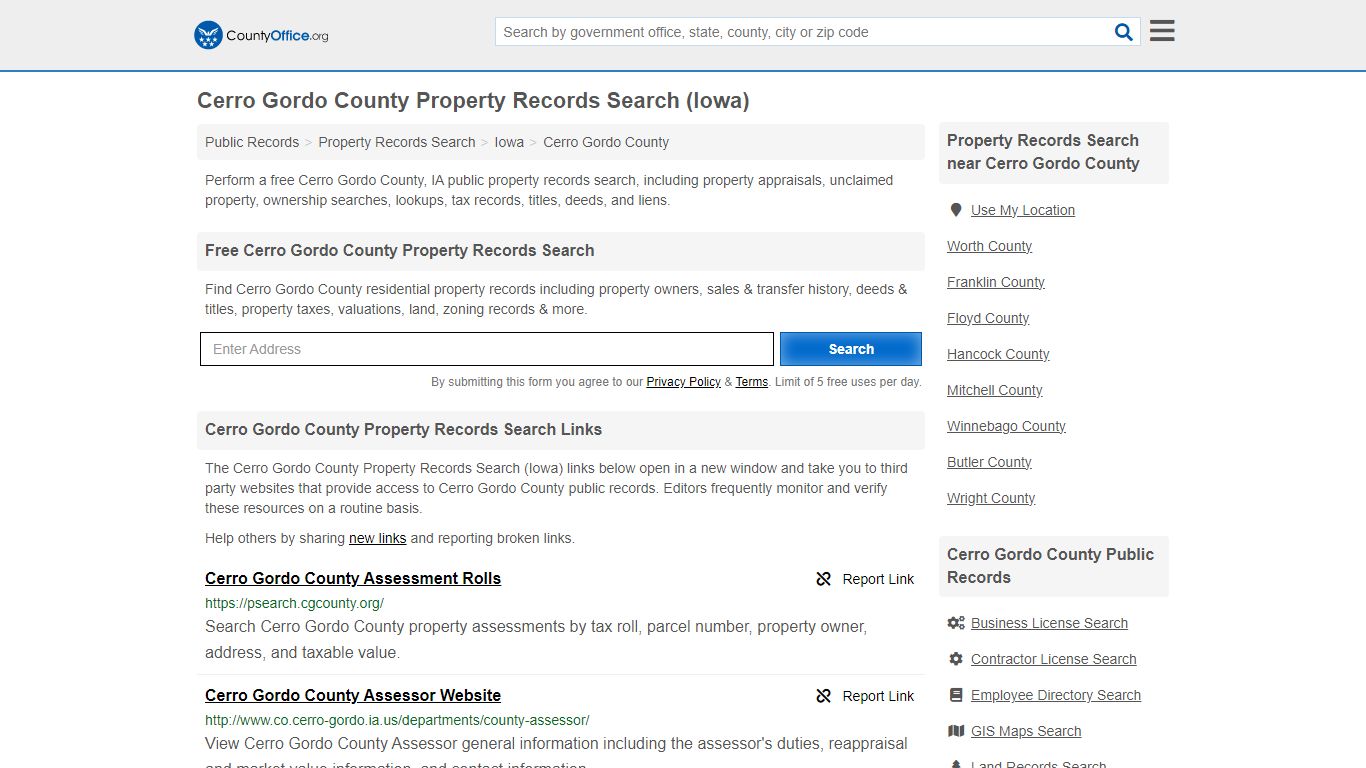 Cerro Gordo County Property Records Search (Iowa) - County Office