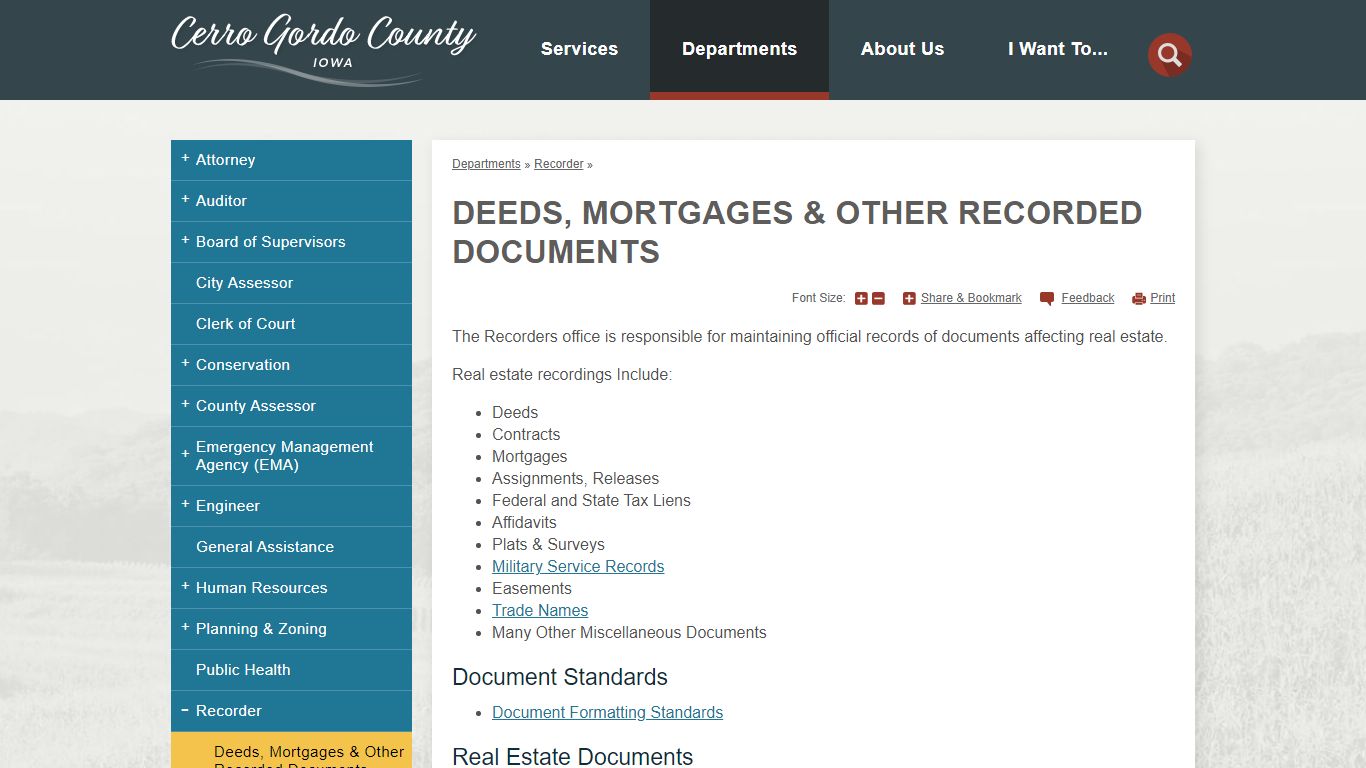 Deeds, Mortgages & Other Recorded Documents | Cerro Gordo County, IA